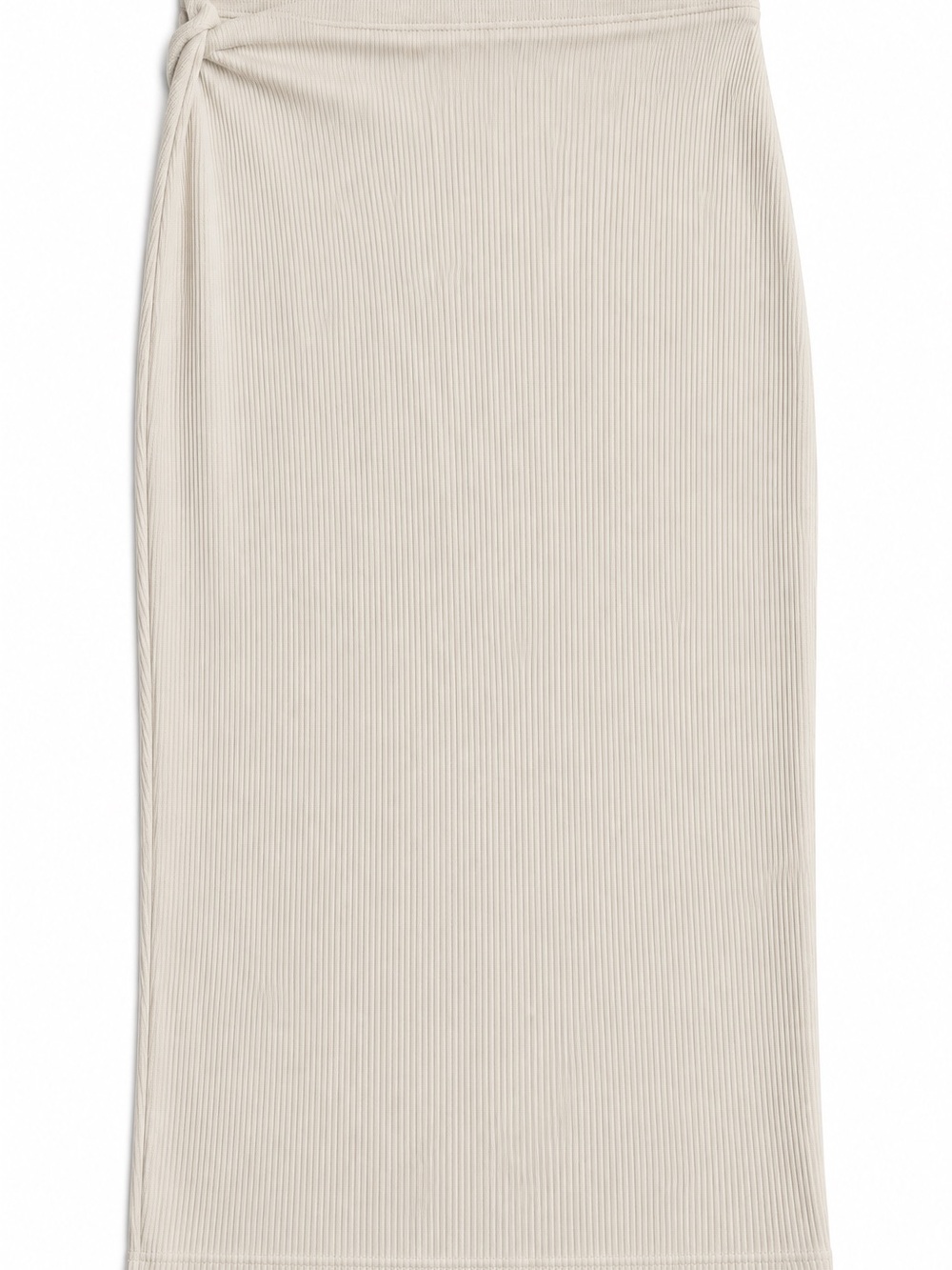 Express Cream Ribbed Midi Skirt with Side Knot